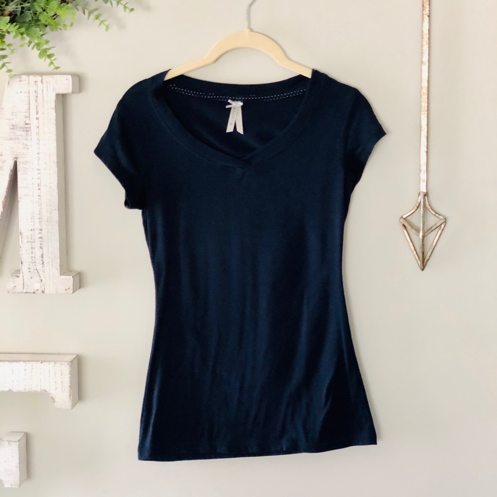 Navy Blue Scoop Neck Shirt